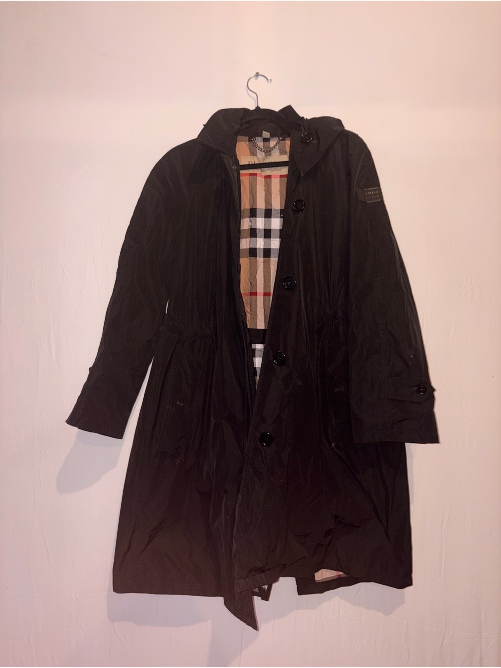 BURBERRY Women's Hooded Coat Size 6 In Black